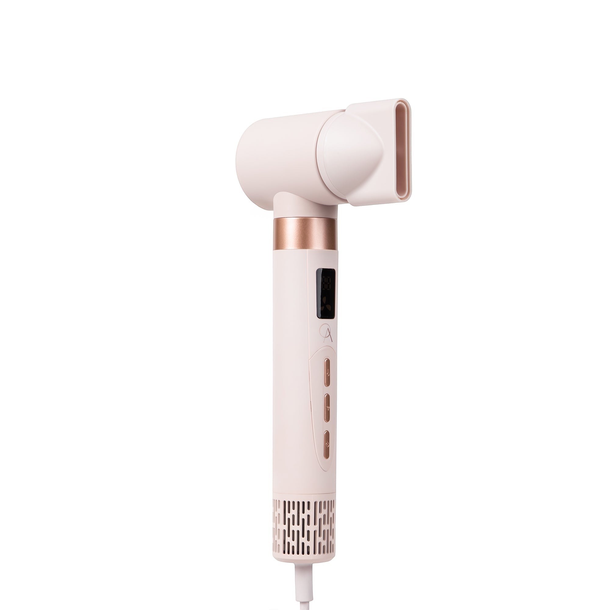 Only August 8-in-1 multi styler in cream and rose gold with LCD display and concentrator nozzle attachment.