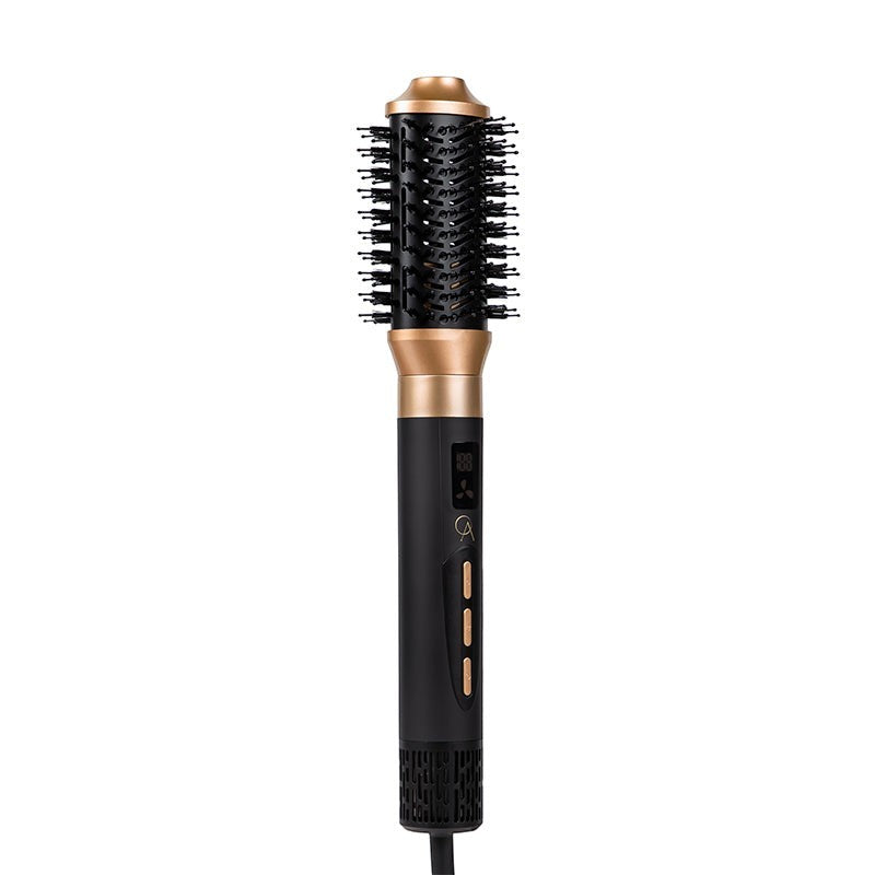 Only August 8-in-1 hot air multi styler with black handle and gold accents, featuring a round brush attachment.
