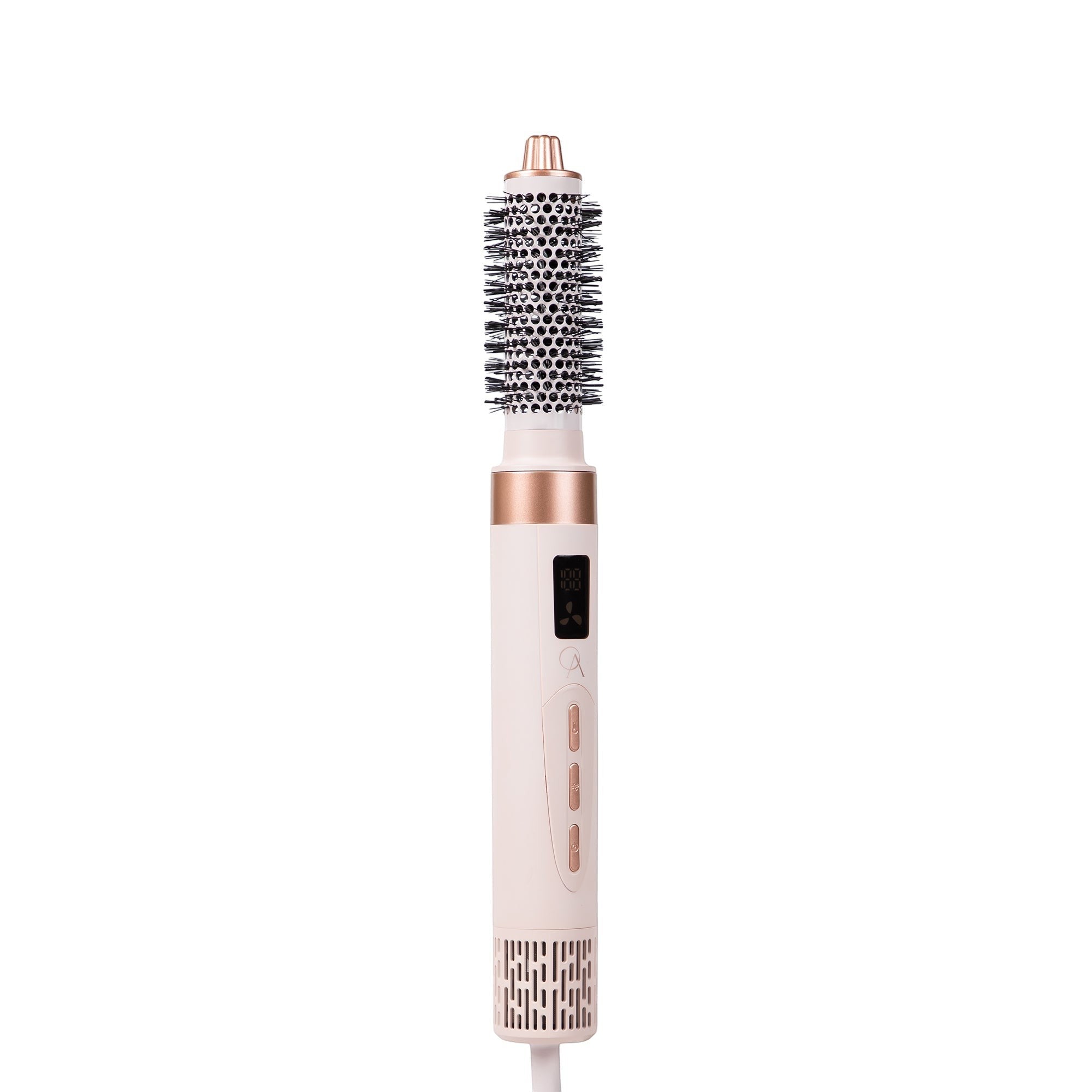 Only August 8-in-1 Hot Air Multi Styler with round brush attachment, LCD display, and rose gold accents.