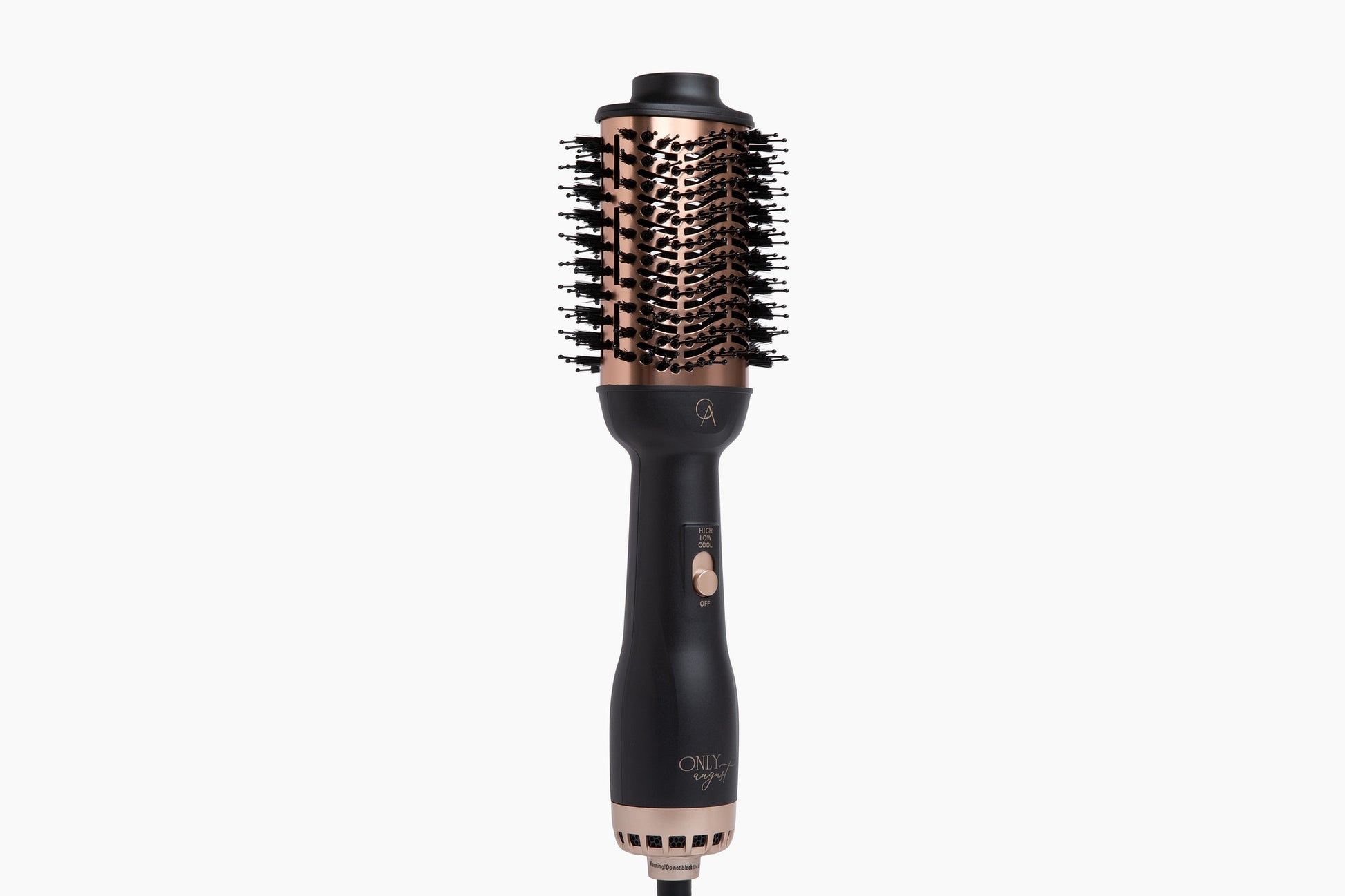 Only August 4-in-1 Hot Air Brush Black and Gold — handle and barrel detail